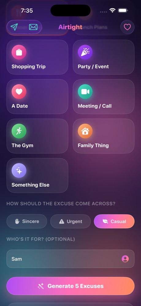 Airtight: Excuse Generator screenshot