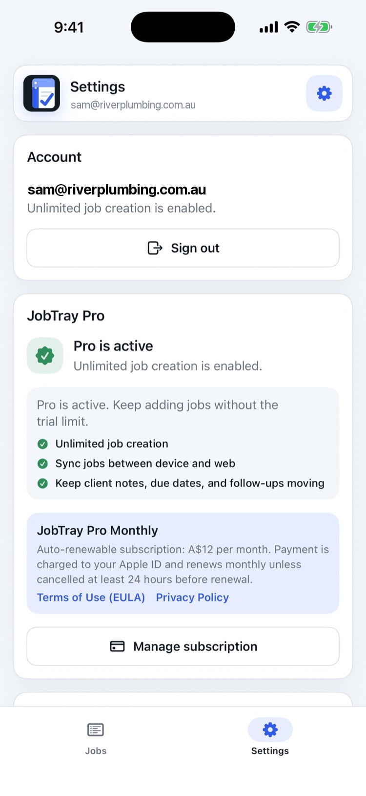 JobTray screenshot